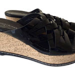 DONALD J PLINER Sandals Women Size 6 Metallic Gold SHEENA 2 Cork Platform Wedge Black Photo 0