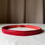 Vintage Liz Claiborne Red Braided Leather Belt Solid Brass Buckle 1.25" Medium Photo 2