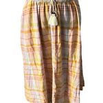 American Eagle  Plaid Linen Blend Pull-On Midi Skirt Medium Women’s Orange 4387 Photo 1