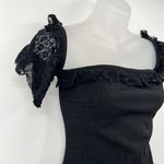 Mystic VTG Metallic Black Bodycon Dress Off Shoulder Lace Fairy Goth Whimsical Witchy S Photo 5
