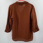 Chico's Vintage Chico’s Silk Linen Blend Shirt Size Small Button Down Brown Rust Light Photo 1