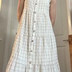 Paper Crane Grid Button Down Midi Dress Photo 0