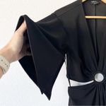 Bardot Kimono Sleeve Cut out V-Neck Skirt Midi Dress in Black Photo 3