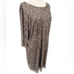 Pisarro Nights Draped Back Sequin Beaded Dress Mocha 20W Tan Photo 4
