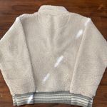 American Eagle Sherpa Half Zip Sweater Size XS White Varsity Pullover Pocket EUC Photo 4