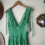 ZARA ditsy floral v neck maxi dress Kelly green Women’s SIZE MEDIUM new Photo 3