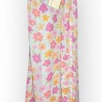 Peppermayo Small Floral Slit Maxi Skirt Beach Coverup Sarong Flowy Gold Hoop Photo 0