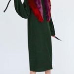 ZARA Greenish Black Ribbon Long Sleeve Midi Dress Green Size S NEW Photo 0