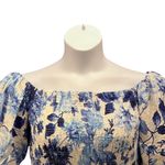 H&M Womens Blouse Size M Floral Milkmaid Coquette Romantic Smocked Puff Crop Photo 3