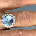 Handcrafted ring made with light sapphire Swarovski crystal size adjustable Blue Photo 1