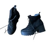 Forever 21 Black Chunky Platform Lace-Up - Side Zip Ankle Boots Size 6 US Photo 0