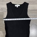 Magaschoni  Black Ribbed V Neck Sleeveless Midi Sweater Dress With High Slit Sz S Photo 5