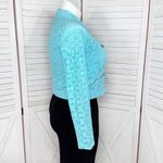 Cato Lace Full Zip Cropped Boho Moto Jacket Turquoise Teal Blue Large Photo 3