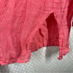 Eileen Fisher ‎ Pink Striped Linen Button Up Top Photo 4