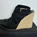Tory Burch  Bailey Multi Strap Wedge Suede Espadrille Black Wedged Sandals Size 8 Photo 2