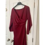 Boohoo ‎ Bodycon Stretch Knit Maxi Dress Size 20 Burgundy Plus Size With Slit Photo 3