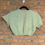 Forever 21 Top Womens Small Sage Green Textured Crop Button Front Short Blouse Photo 1