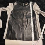 Rebecca Taylor Leather & Grey Knit Long Sleeve Top - Edgy Casual Wear-SZ XS Photo 3