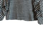 ZARA Womens Crop Top XS Black White Gingham Check Ruffle Sleeve Preppy Coastal Photo 7