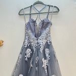 La Femme  26236 Floral Lace Tulle Skirt Gown Photo 5