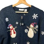 Croft & Barrow Vintage  Snowman Zip Cardigan Sweater Size M Christmas Holiday Photo 1