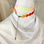 Iconic Early 2000's Rainbow Tattoo Flower Shoer Multi Choker Collar Necklace Yellow Photo 3