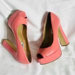 Steve Madden Womens 7 Platform Pink Patent Peep Toe Chunky Heels Y2K PinUp Retro Photo 2