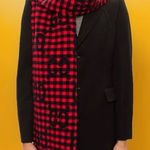 Gucci  644365 Red Blue Wool Jacquard Check GG Diamcheck Logo UNISEX Fringe Scarf Photo 0