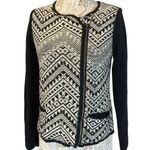 Lucky Brand Moto Aztec jacket sweater black & white side zipper closing size L Photo 0