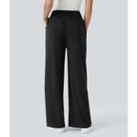 Halara NWT Flex High Waisted Side Pocket Wide Leg Waffle Work Pants Black Size L Photo 1