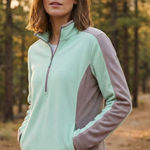 Old Navy Colorblock Fleece 1/4 Zip Womens XXL Mint Green Grey Outdoor Active Photo 0
