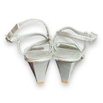 Caslon Paola Silver Leather Ankle Strap Wedge Sandal heels Women Size 9 Photo 2