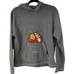 Disney Vintage Pooh Tigger 100 Acre Collection Hooded Gray Fleece Pullover Photo 0