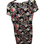 August Silk Women's Black Floral Short Sleeve Scoop Neck Back Zip Dress Size 8 Photo 2