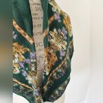 Green Yellow Lilac Damask Print Wool Neck Scarf Wrap Photo 3