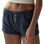 Cute Pajama Shorts for Women Y2K Sexy Low Rise Lounge Floral Shorts Medium Blue Photo 0