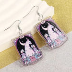 New, Cat and Moon dangle earrings Black Photo 0