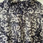 Socialite Navy Floral Sheer Long Sleeve Bodysuit Photo 3