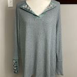 Soft Surroundings Valette Blue Gray Waffle Knit Rhinestone Jeweled Blouse Size L Photo 0