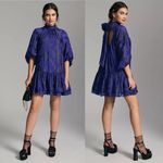 Monique Lhuillier  Azurite Long-Sleeve Tie-Back Short Dress Size 4 NWT Photo 1