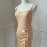 Lovers + Friends NWT KiKi Maxi Dress Tan Super Stretchy Ruched M Photo 2