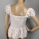 Pink Lily Floral‎ Smocked White Top Photo 3