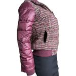 Members Only Women's Tweed Varsity Burgundy Hooded Jacket Photo 7