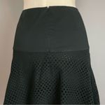 Akris Punto Skirt Eyelet Embroidery Lace Knee Length Cotton Size 8 Zip-Up Black Photo 6