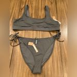 SKIMS  tank bikini top and tie waist Bottom Swimsuit  gunmetal grey 4x Photo 3