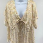 See By Chloe  yellow Floral Print blouse Silk Blend Short Sleeve Boho Size 42 Photo 0