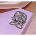 Boutique Iced Multi Layer Simulated Diamond Adjustable Ring | 925 Sterling Silver Photo 6