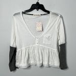 Free People Heart of Mine Colorblock Cotton Long Sleeve Tee NWT Photo 1