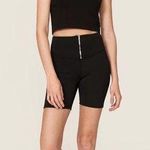 Heroine Sport Black Stretchy Bike Shorts Silver Front Zipper Athletic size Large Photo 0