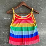 Cotton Emporium Rainbow Colorblock Striped Knit Tank Top, size L Photo 0